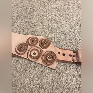 Neroli Women’s Leather Belt Flower Detail Statement Studded Belt Art to Wear